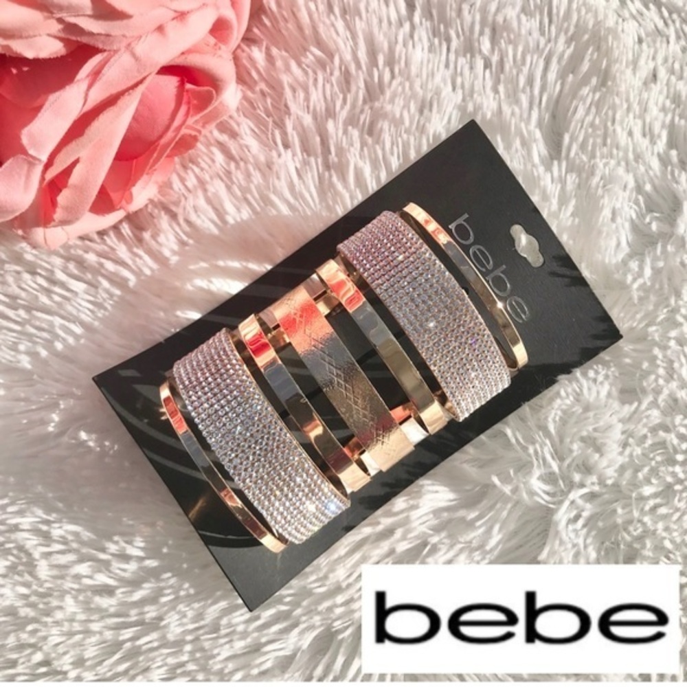 NWT BEBE bracelet cuff gold tone rhinestones